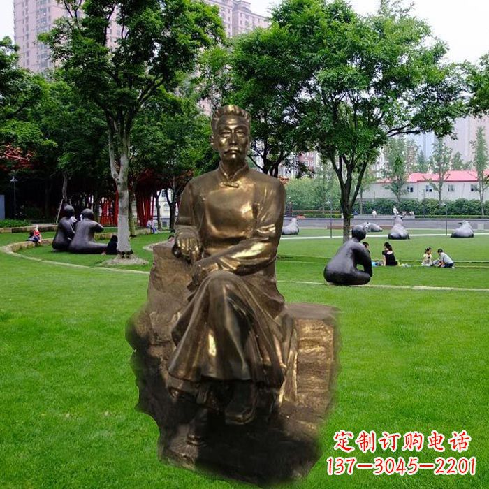 宁夏校园名人鲁迅先生玻璃钢仿铜雕像