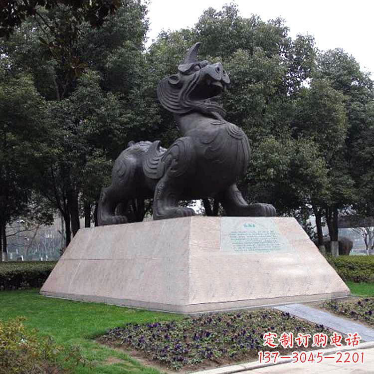 宁夏獬豸神兽雕塑-公园上古神兽景观雕塑