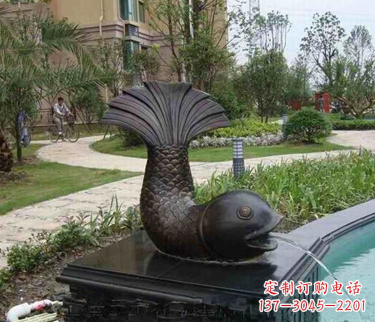 宁夏鱼喷泉铜雕