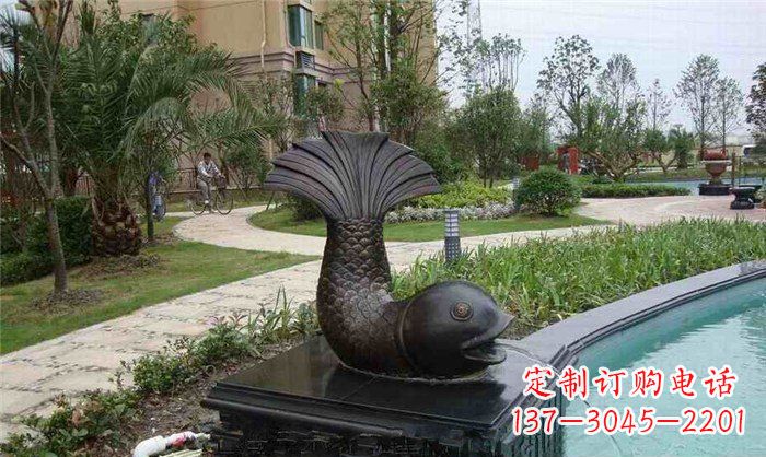 宁夏鱼式喷泉小区景观铜雕