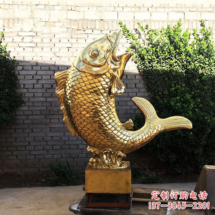 宁夏鱼跃景观铜雕-纯铜铸造企业商场动物雕塑摆件