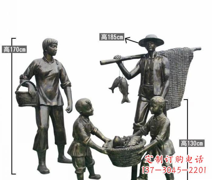宁夏渔夫捕鱼民俗铜雕 (3)