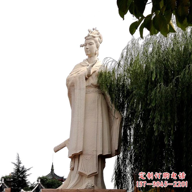 宁夏虞姬砂岩石雕-景区园林古代人物著名美女雕像