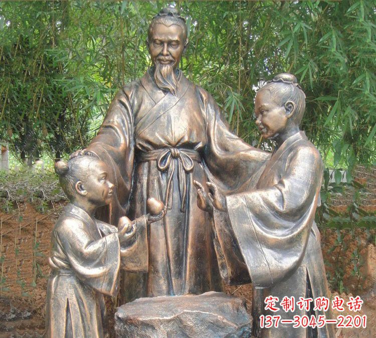 宁夏寓言故事铜雕_孔融让梨