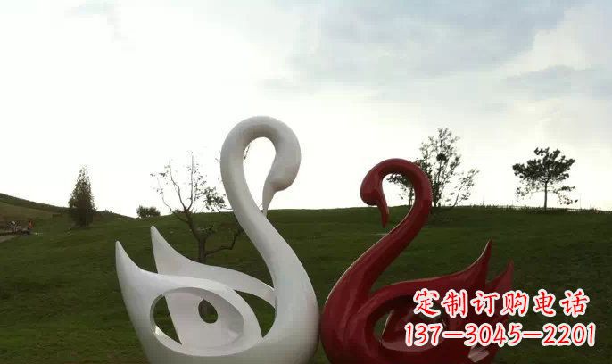 宁夏园林不锈钢抽象天鹅雕塑