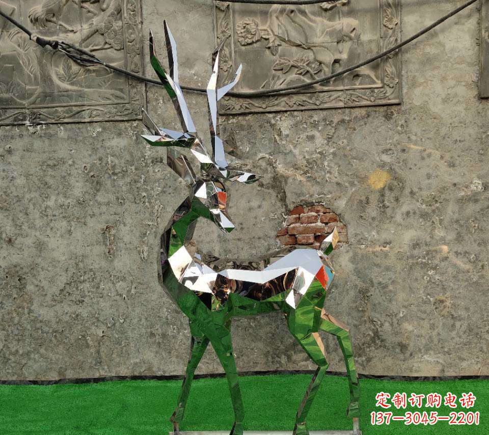 宁夏园林不锈钢抽象小鹿雕塑
