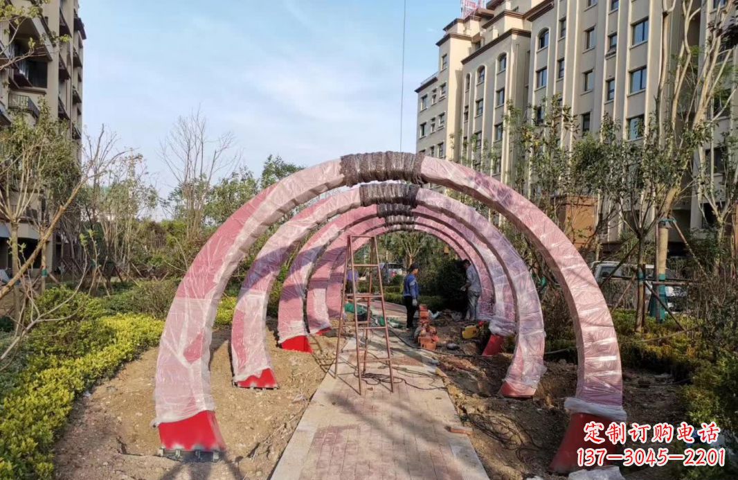 宁夏园林不锈钢拱门景观雕塑