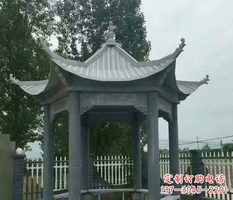 宁夏园林仿古石凉亭景观石雕 (2)