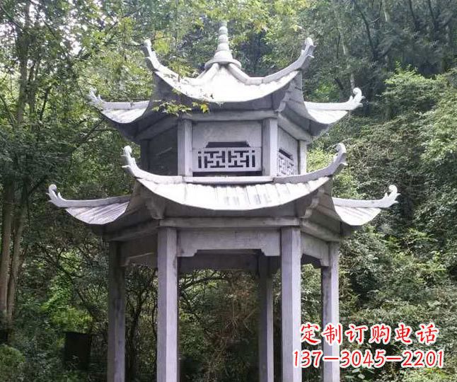宁夏园林仿古石凉亭景观石雕 (3)