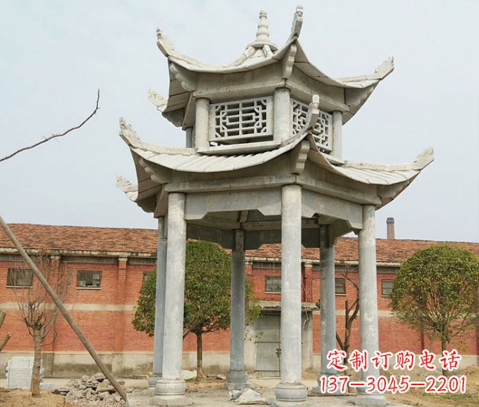 宁夏园林仿古双层石雕凉亭 (2)