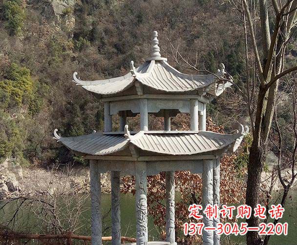 宁夏园林仿古双层石雕凉亭