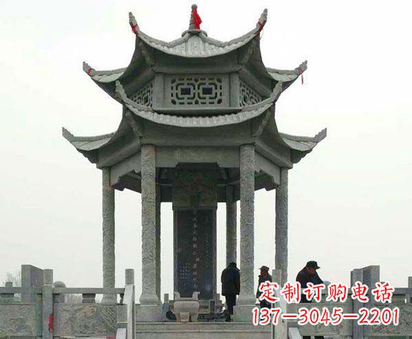 宁夏园林仿古双层石凉亭景观石雕