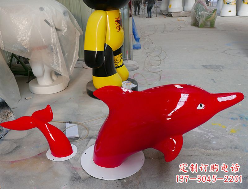宁夏园林广场创意海豚入水出水雕塑摆件