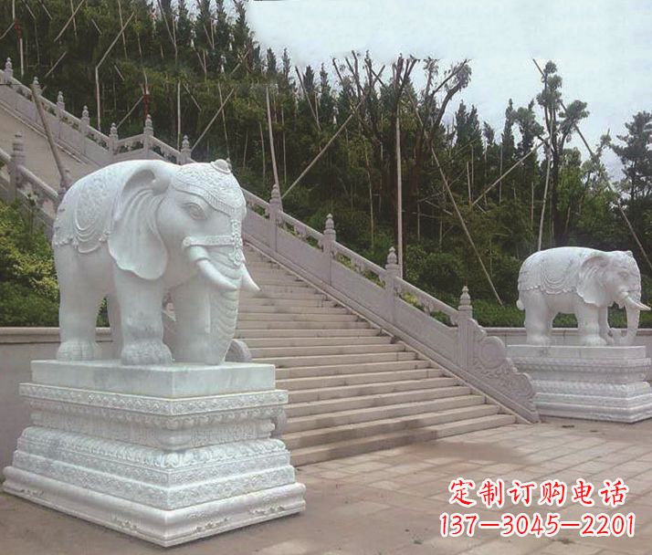 宁夏园林汉白玉大象景观石雕