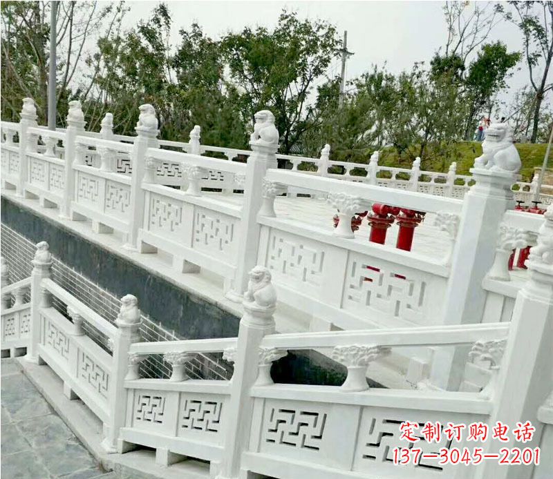 宁夏园林汉白玉栏板景观石雕 (2)