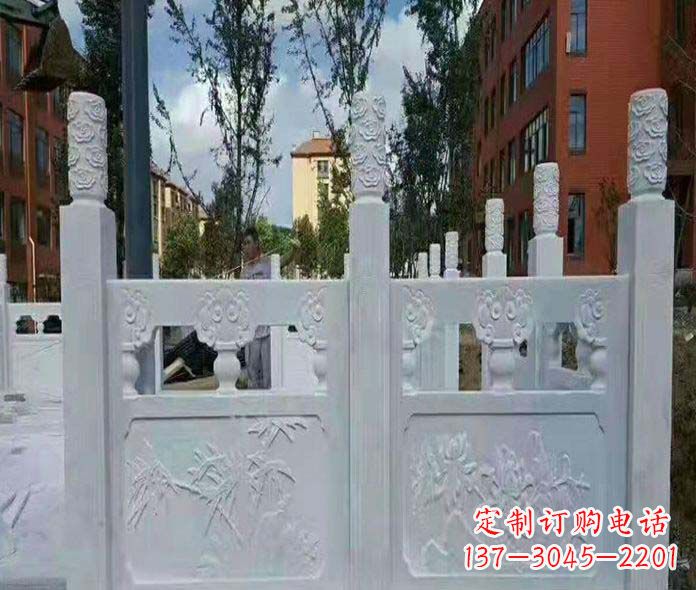 宁夏园林景观大理石桥栏板石雕_2