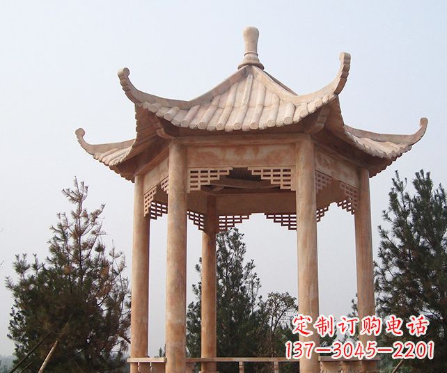 宁夏园林景观单层石雕凉亭 (3)