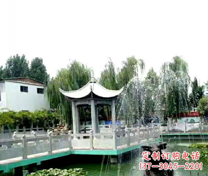 宁夏园林景观单层六角石雕凉亭