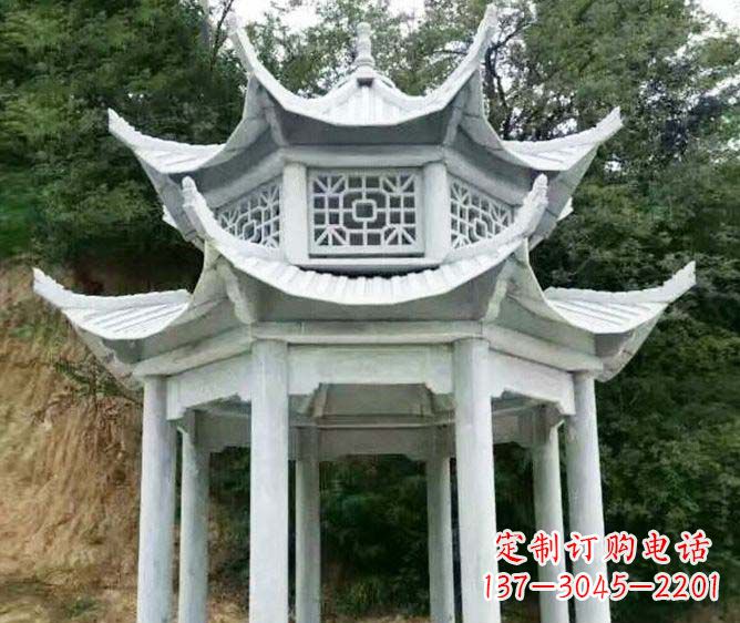 宁夏园林景观多层凉亭石雕