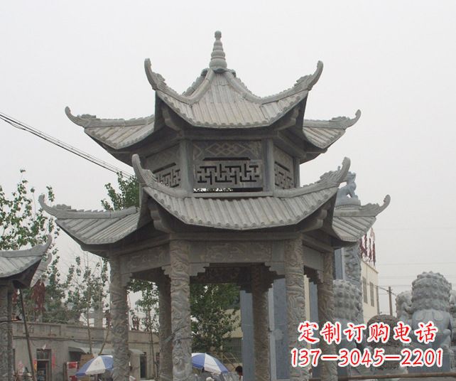 宁夏园林景观仿古石雕凉亭 (2)