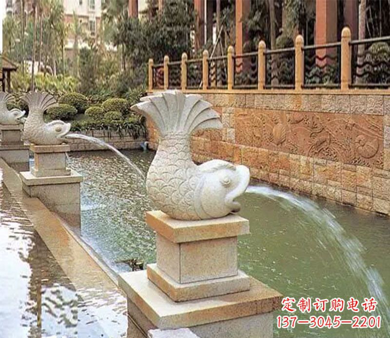 宁夏园林鲤鱼喷泉景观石雕
