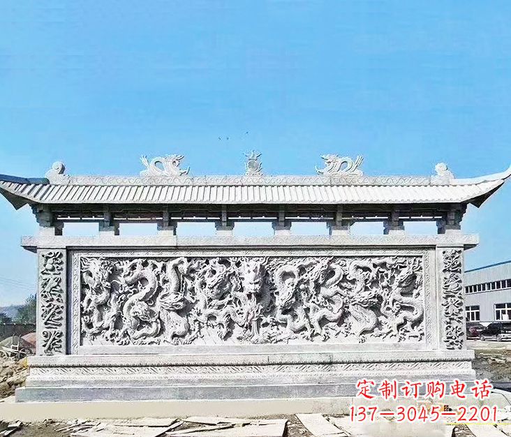 宁夏园林龙浮雕影壁墙景观石雕
