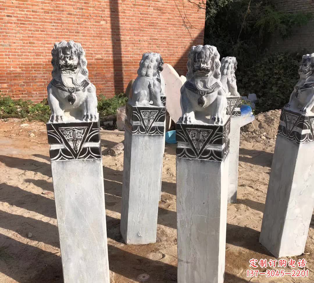 宁夏园林石雕狮子拴马桩