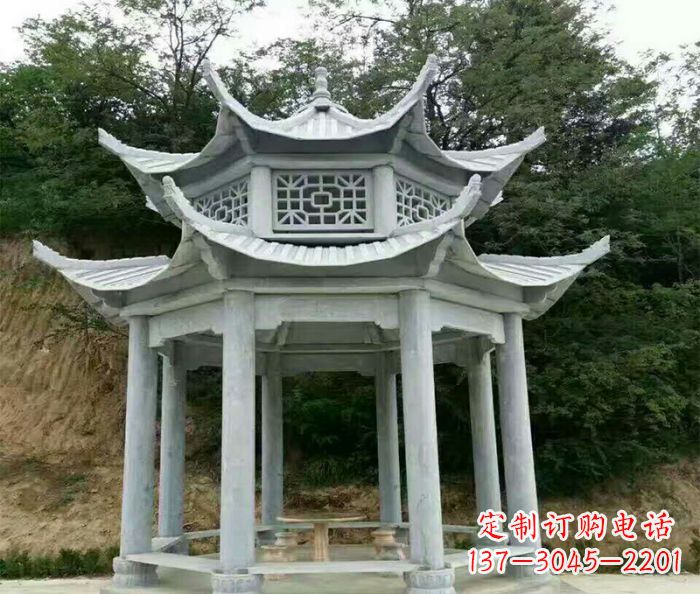 宁夏园林双层凉亭石雕 (2)