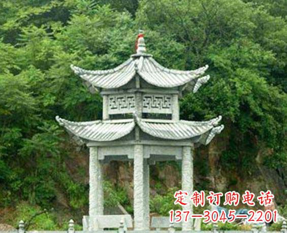 宁夏园林双层六角石凉亭景观石雕