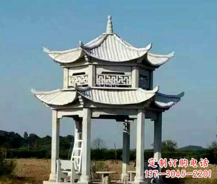 宁夏园林双层石雕凉亭 (2)