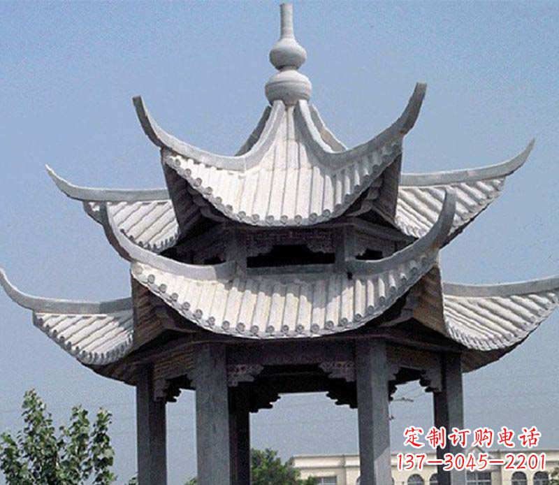 宁夏园林双层石凉亭景观石雕