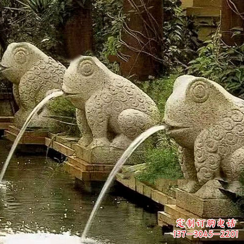 宁夏园林水景喷水抽象青蛙石雕