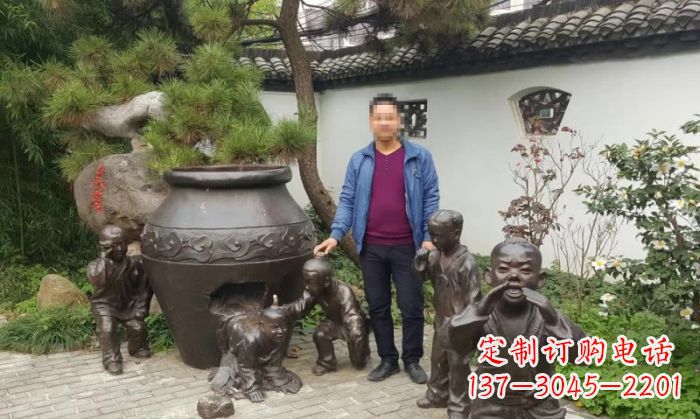 宁夏园林司马光砸缸铜雕 (2)