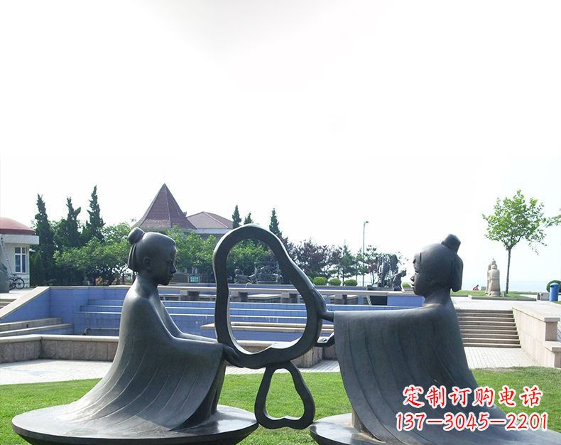 宁夏园林铸铜孔融让梨雕塑