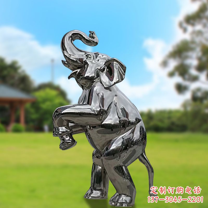 宁夏站立的不锈钢小象雕塑
