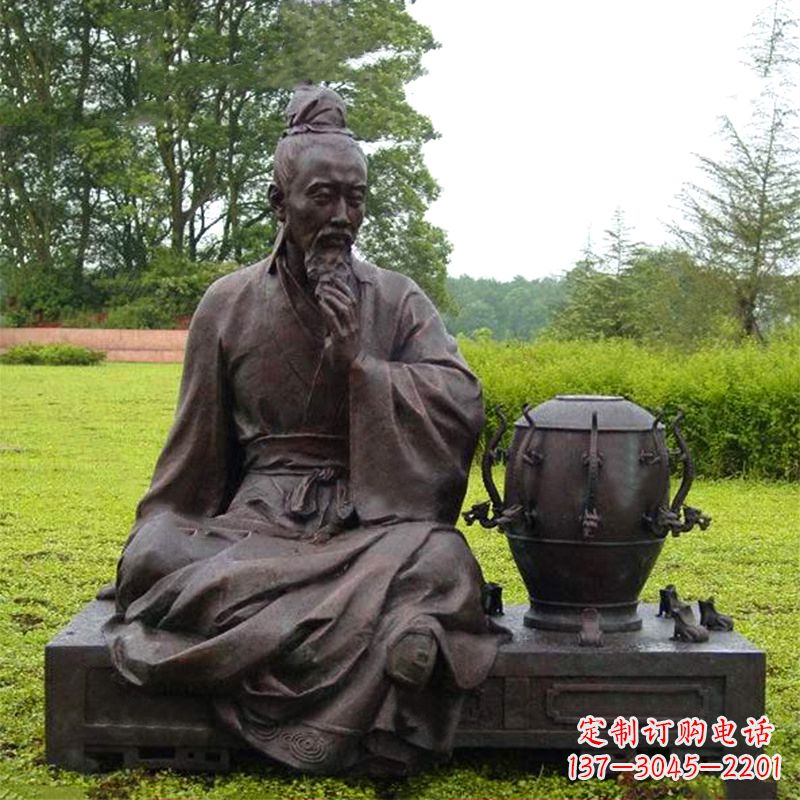 宁夏张衡与地动仪铜雕景观-公园园林历史名人情景雕塑