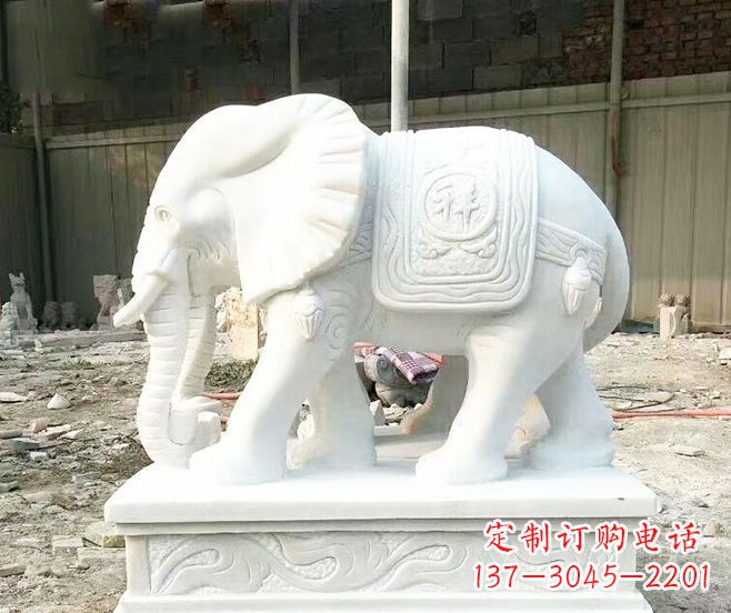 宁夏招财动物汉白玉大象石雕 (3)