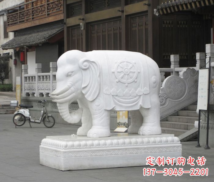 宁夏招财动物汉白玉大象石雕