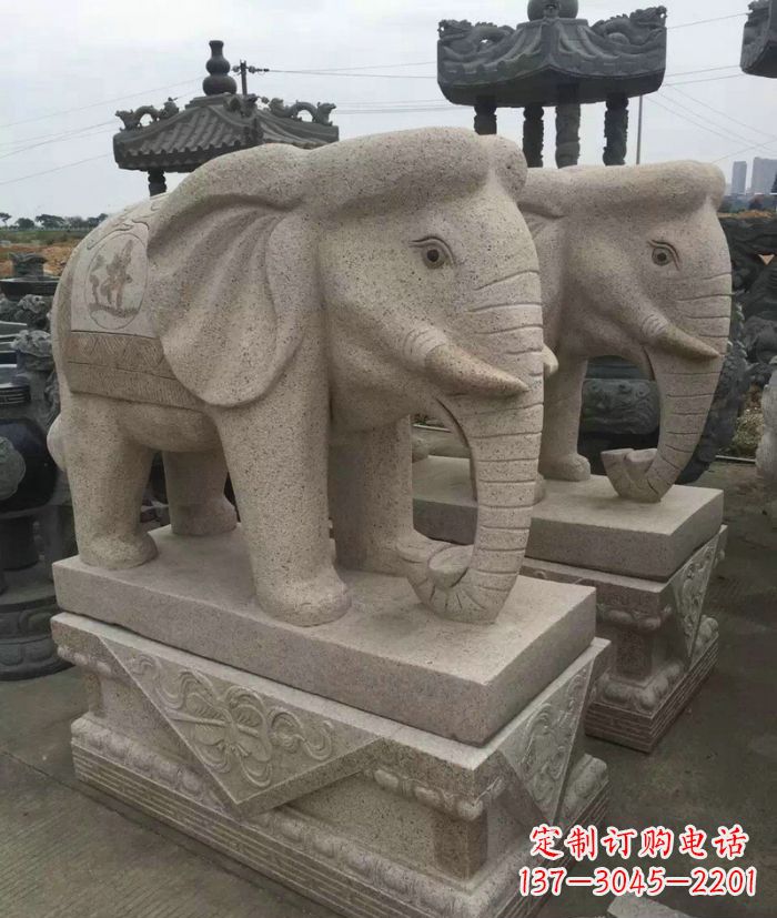 宁夏招财进宝大理石大象石雕