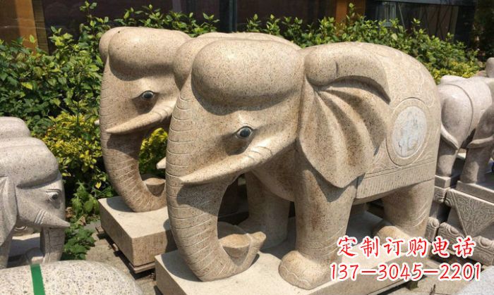 宁夏招财进宝砂岩大象石雕