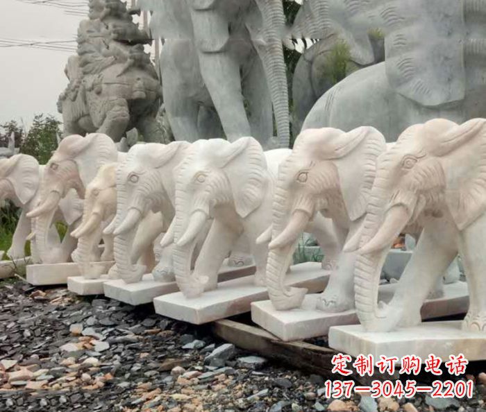 宁夏招财晚霞红大象石雕 (3)