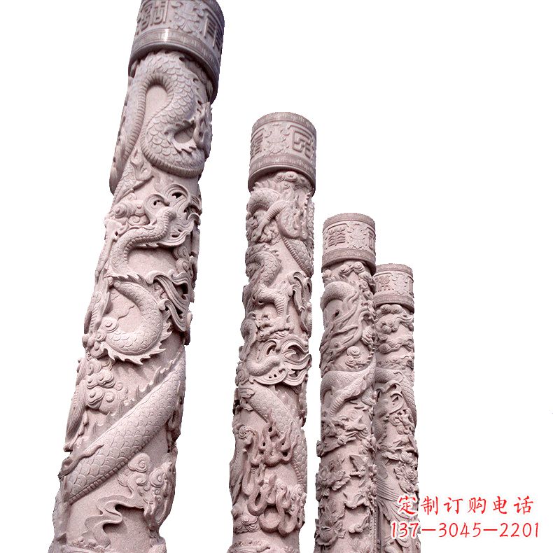 宁夏中国传统龙柱石雕