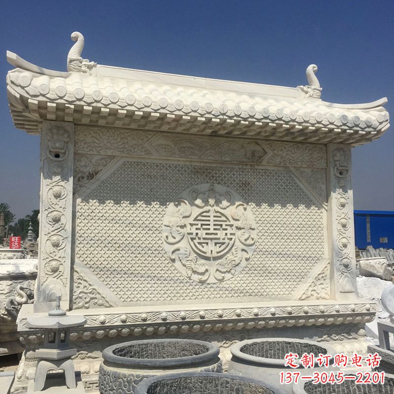 宁夏中式庭院影壁石雕-中国古建大门萧墙