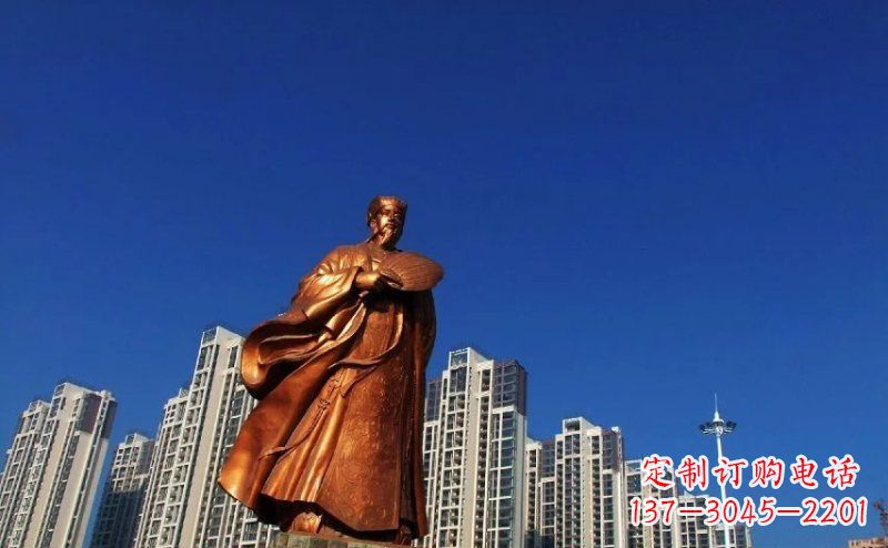 宁夏诸葛亮古代名人铜雕 (2)