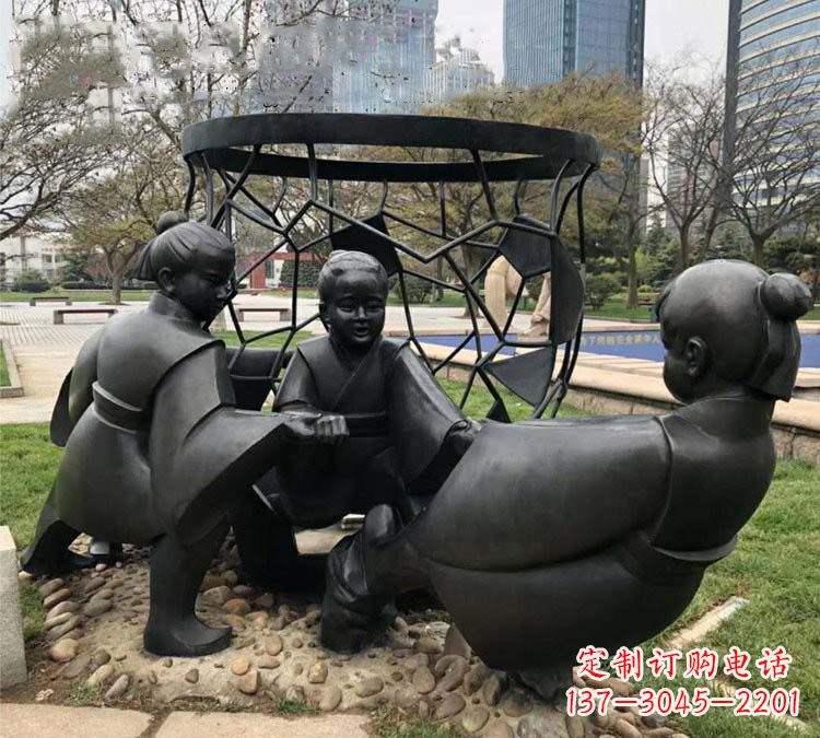 宁夏铸铜公园司马光砸缸儿童雕塑