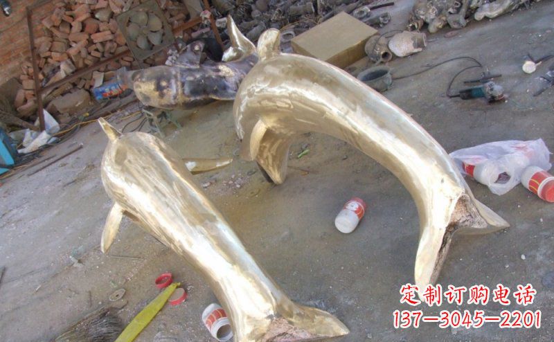 宁夏铸铜海豚公园动物铜雕