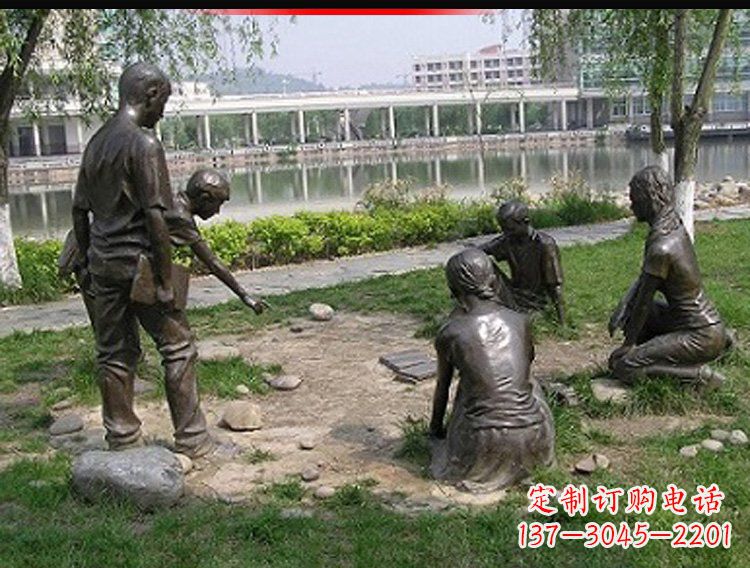 宁夏铸铜老师和学生雕塑