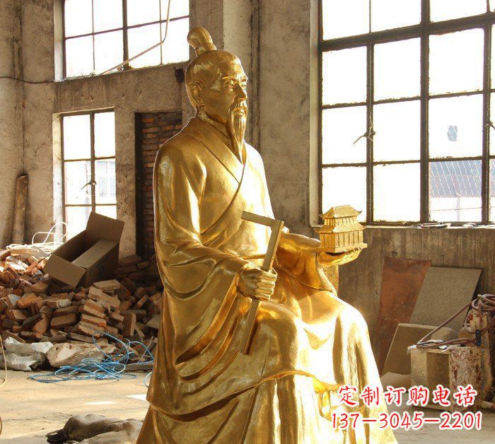 宁夏铸铜鲁班古代人物铜雕