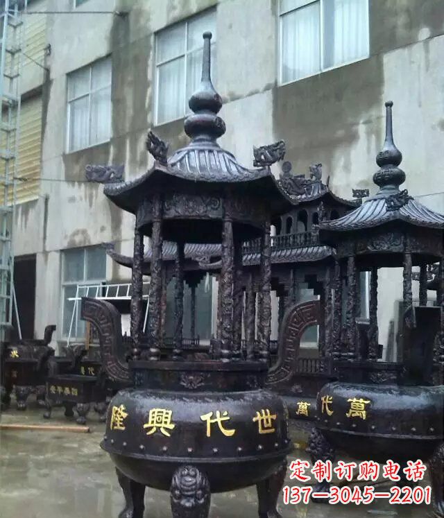 宁夏铸铜寺庙香炉铜雕 (3)