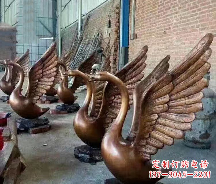 宁夏铸铜天鹅喷水动物喷泉雕塑